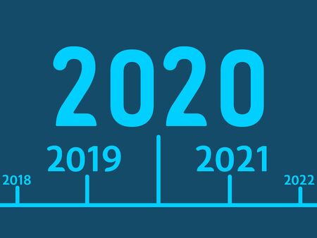Vector illustration of a 2020 years wall calendar in a warm colors