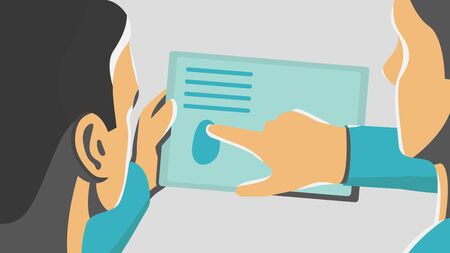 Vector illustration of a two people discussing project at a meetingのイラスト素材