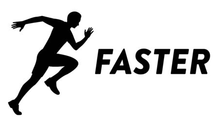 Vector drawn icon of a running man. Silhouette of a young sportive man running fastのイラスト素材
