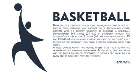 Modern vector banner with an icon of a basketball player and text headline and descriptionのイラスト素材