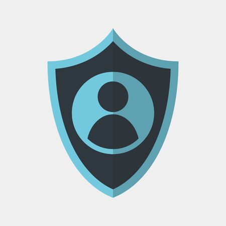 Vector colorful icon made of shield and ID picture of a person. It represents identity security and data protectionのイラスト素材