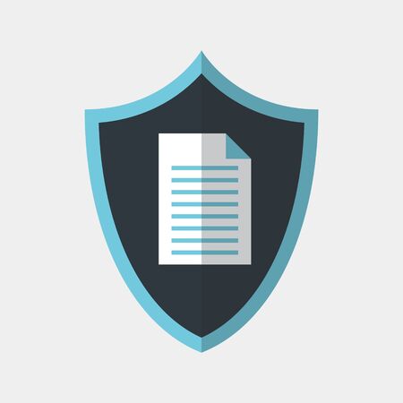 Vector colorful icon made of shield and illustration of a paper document on it. It represents data protection for secret documentsのイラスト素材