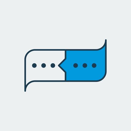 Vector colorful icon with two stickers and three dots on it. It represents communication between people through messaging and chattingのイラスト素材