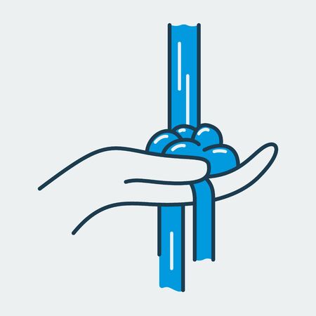 Vector icon of a hand washing with soap bubbles. It represents a concept of cleanliness, body care, healthy lifestyle and virus protection. Also can be used as a logoのイラスト素材