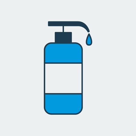 Vector colorful icon of a tank with cleaning agent for disinfecting surfaces. Illustration of a bottle with hand sanitizer. It represents a concept of medical protection, cleanliness, hygiene and health safetyのイラスト素材