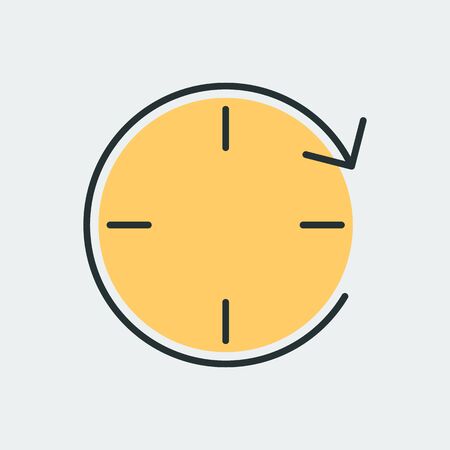 Vector icon of round clock with an arrow around making a loop. It represents a concept of time management, timer, countdown, schedule.のイラスト素材