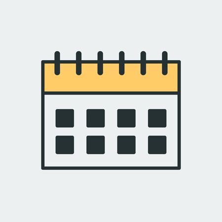 Vector icon of a wall calendar with weekly schedule. It represents a concept of time management, lifestyle, making plans, scheduleのイラスト素材