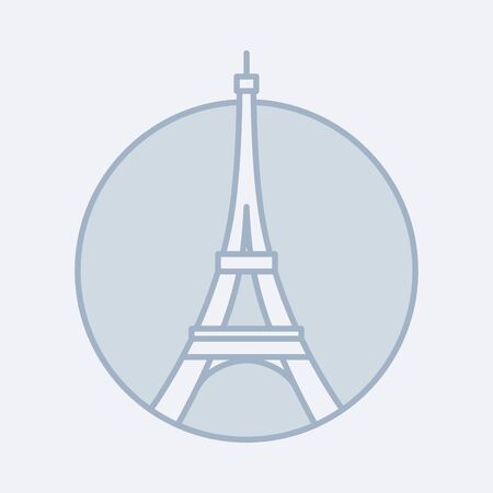 Vector outlined modern icon of the Eiffel Tower in Paris, France. Hand-drawn icon of an ancient buildingのイラスト素材