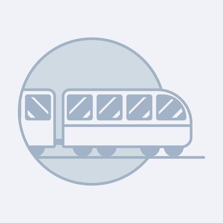 Vector modern icon of a train on rails. It represents a concept of railway, underground, metro, travelling by public transport. Can be used as a  icon, or labelのイラスト素材