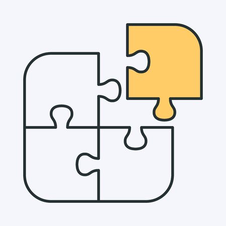 Vector icon of a four piece flat puzzle. Can be used as a section compare service banner. Vector illustrationのイラスト素材