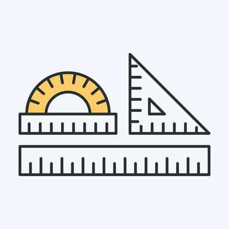 Set of school drawing tools. Vector illustration of ruler, protractor, square geometry tools.のイラスト素材