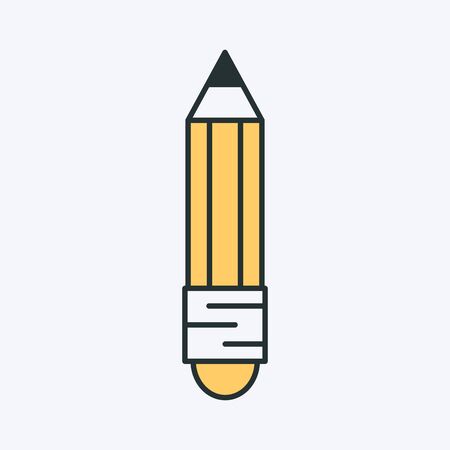 Pencil line icon. Vector illustration of yellow pencil with eraser.のイラスト素材