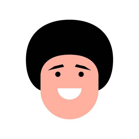 Vector colorful illustration of young smiling man in a traditional round hat. Portrait of handsome cheerful boy. Avatar, profile, ID picture of a young person. Human head illustration wearing a national hatのイラスト素材