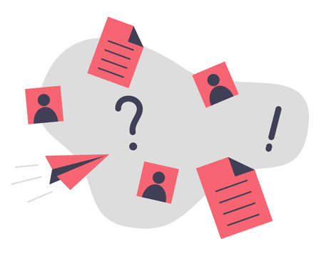More information concept vector illustration. Paper documents, avatar picture, question mark and...
