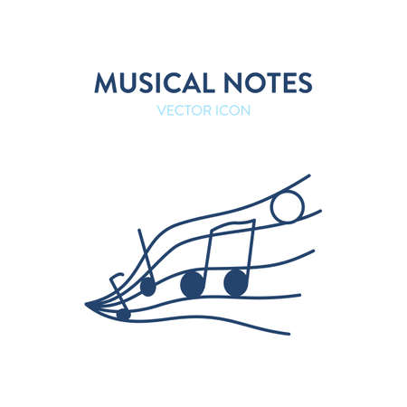 Musical notes icon. Vector abstract colorful illustration of musical notation on a staveのイラスト素材