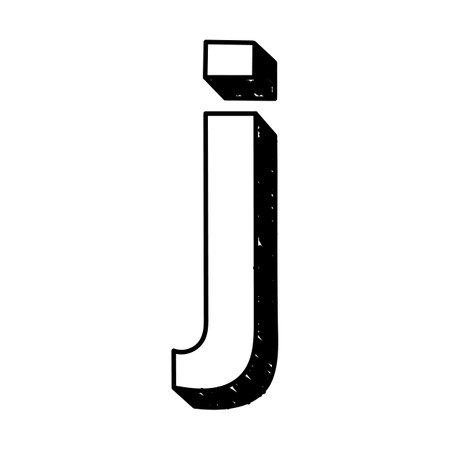 J letter hand-drawn symbol. Vector illustration of a small English letter j. Hand-drawn black and white Roman alphabet letter j typographic symbol. Can be used as a logoのイラスト素材