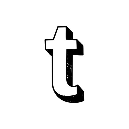 T letter hand drawn symbol. Vector illustration of a small English letter t. Hand-drawn black and white Roman alphabet letter t typographic symbol. Can be used as a logoのイラスト素材