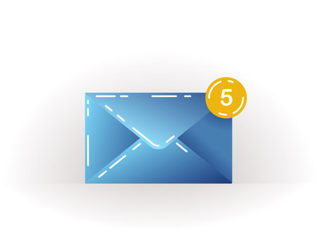 Blue closed envelope icon on a white background with notifications. Icon of unread messages. email notification. email sign with lines. Vector bright message icon for web, computer and mobile appのイラスト素材