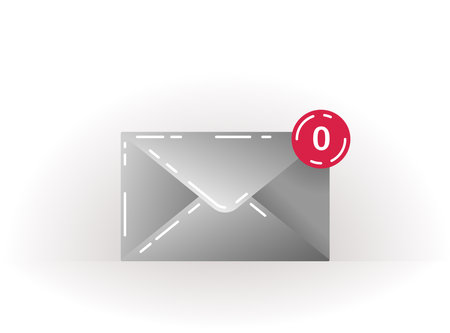 Gray closed envelope icon on a white background with notifications. email notification. read message. email sign with lines. Message icon vector for web, computer, and mobile app.のイラスト素材