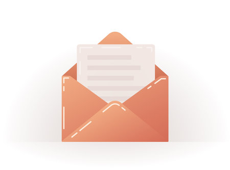 Colorful open envelope with a letter on a white background. email notification. Letter icon with lines. Vector bright message icon for web, computer and mobile appのイラスト素材