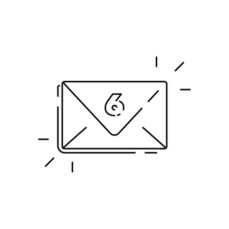 Outline mail envelope icon. Closed mail envelope icon with number six on a white background. email notification. email sign. Message icon vector for web, computer, and mobile appのイラスト素材