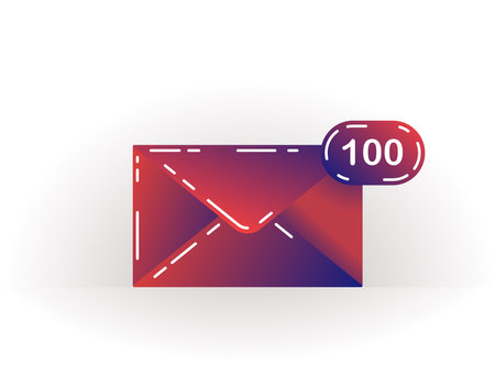 Red closed envelope icon on a white background with notifications. Icon of unread messages. email notification. email sign with lines. Vector bright message icon for web, computer and mobile appのイラスト素材