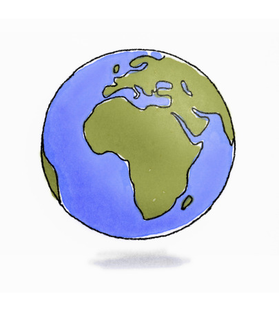 Hand drawn sketchy Earth pencil and watercolorsの写真素材