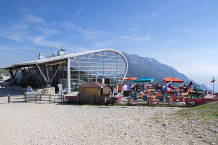 ITALY, MONTE BALDO - 11 June, 2017, Modern high capacity cableway from Malcesine to mount Monte Baldo, Garda Mountains, Alps, Italy, Europeのeditorial素材