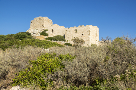 The ruins of Kastellos castle, Kritinia, Rhodes, Greeceのeditorial素材