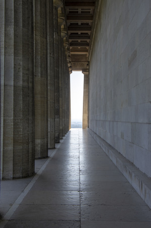 Walhalla memorial, Regensburg / Germany, - September 18, 2018: Memorial Walhalla in the Bavarian district of Regensburg in autumnal sunlight and surrounded by greeneryのeditorial素材