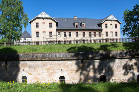 Konigstein Fortress, also called Saxon Bastille in hilltop historical fortress near Dresden in Saxon...