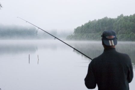Towards morning. Fishingの写真素材