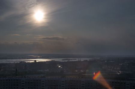 Partial solar eclipse, Novosibirsk, Russia, 29 march 2006の写真素材