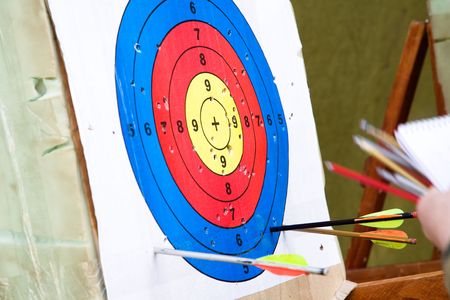 Target for crossbow shooting. Amateur competitions in sanatorium.