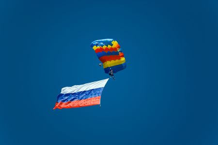 Celebrating Russian Aviator's Day, Air show. Novosibirsk, august 23, 2008の写真素材