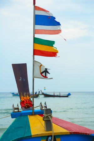 Traditional longtail boat at Phuket, Thailand の写真素材