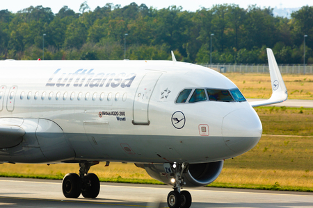 Airbus Lufthansa closeup at the airportのeditorial素材