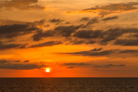 Sunny sunset on the seaの写真素材