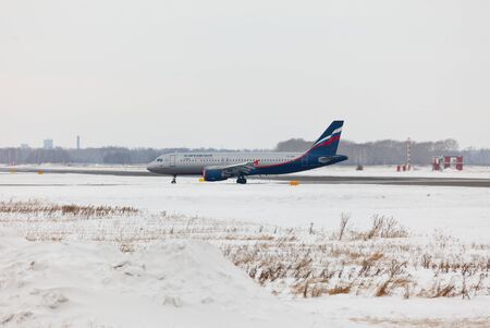 Airbus A320 in winter in Russiaのeditorial素材