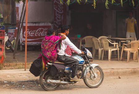 Indian family on a bikeのeditorial素材