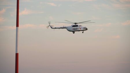 Helicopter approaching before landing