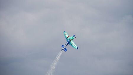 Racing airplane at the stage