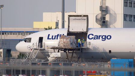 Airfreighter near cargo terminal