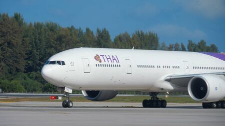Thai Airways taxiing at Phuket airport