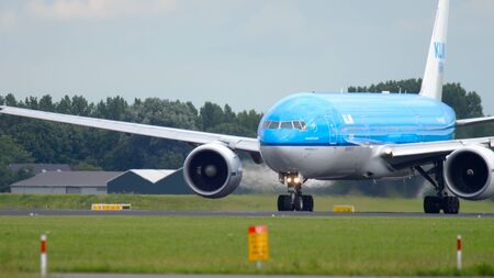 KLM Boeing 777 before departureのeditorial素材