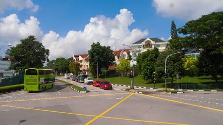 Singapore road from busのeditorial素材