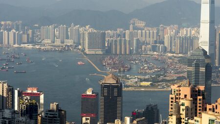 Ship traffic in Hong Kongのeditorial素材