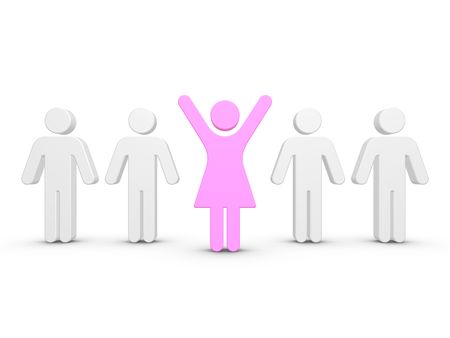 Colored People Stand Out From The Crowd Isolated On White Backgroundの写真素材