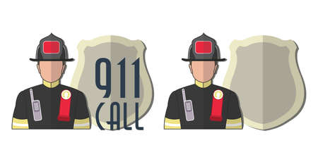 911 call firefighter departmentのイラスト素材