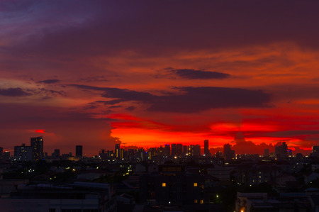 Sunrise at Bangkok, capital city of Thailand, Center of biznessの写真素材
